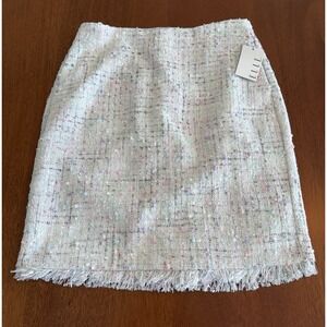 ELLE Skirt Women's Size 4 White‎ Multicolor Pastel Tweed Pencil Chanel Workwear